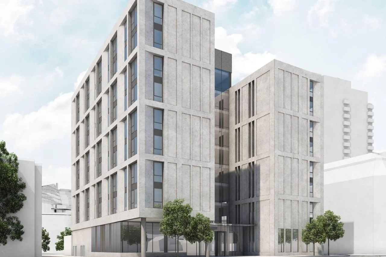 an architectural rendering of a tall white building at AC Hotel by Marriott Manchester City Centre in Manchester